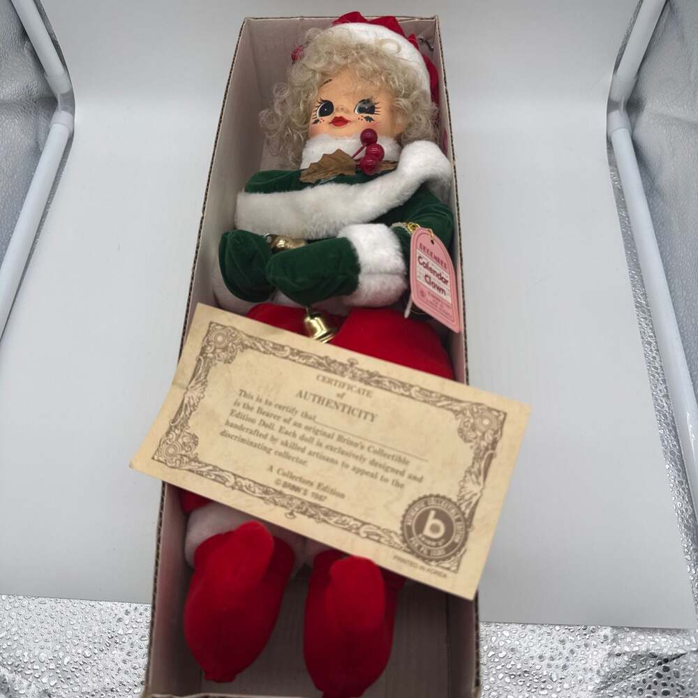 Brinn's 1987 December Calendar Clown Collectible Edition Doll with Box & COA - Picture 3 of 11